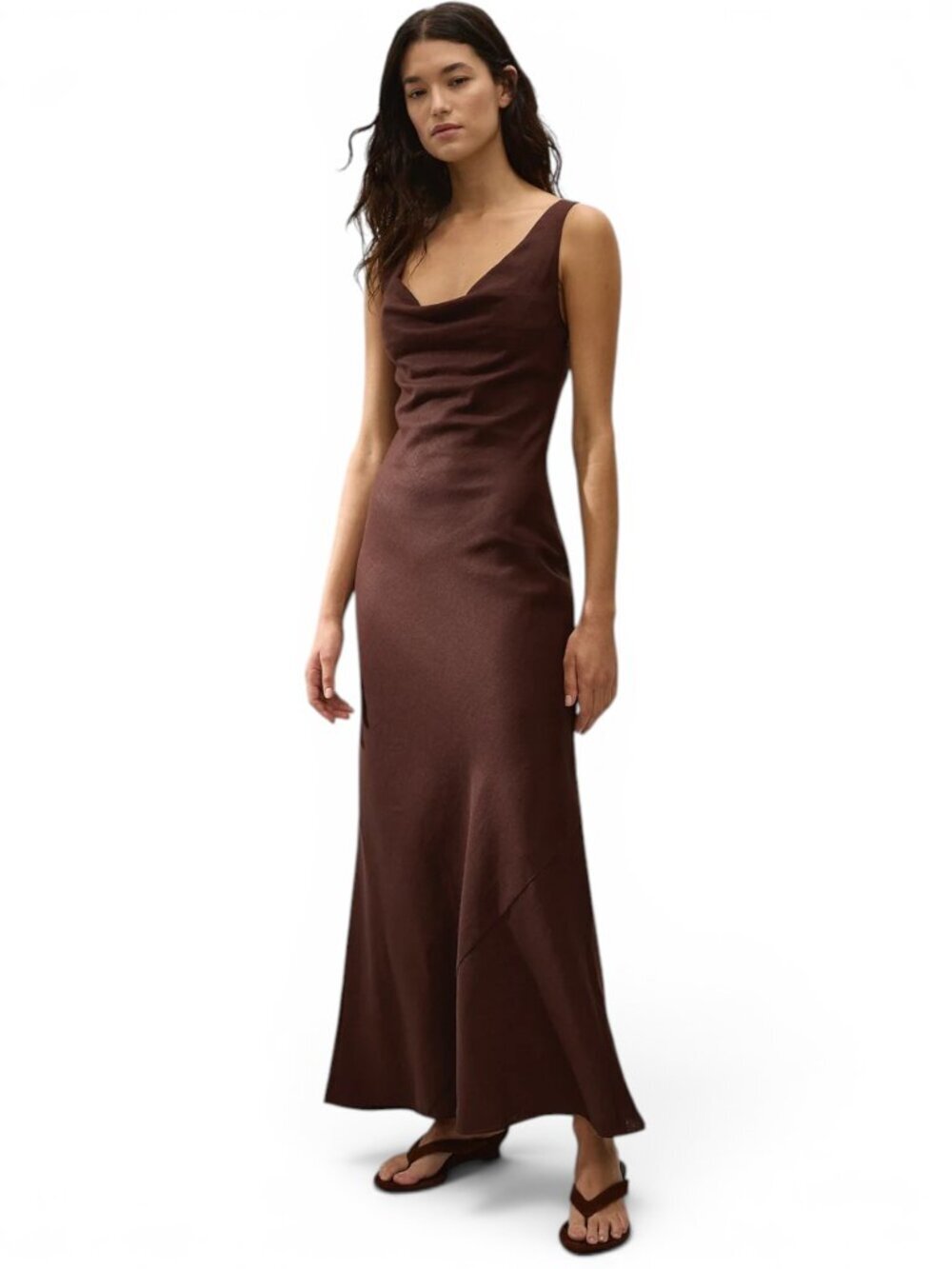 Faithfull the Brand Paloma Maxi Dress Carob Linen Bias Cut Net a Porter NWT 4